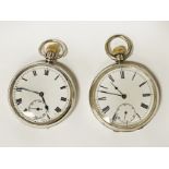 TWO SILVER POCKET WATCHES