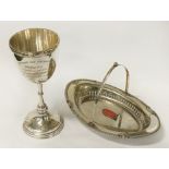 SILVER PLATED BUGATTI BON BON DISH WITH A SILVER PLATED GOBLET