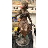 LARGE SIGNED BRONZE GIRL - 66 CMS (H) APPROX