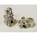 2 STERLING SILVER ELEPHANTS - 22 GRAMS APPROX