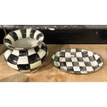 MACKENZIE CHILD'S COURTLEY CHECK VASE & OVAL PLATTER