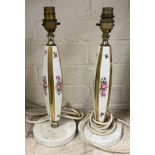 PAIR OF FLORAL PORCELAIN TABLE LAMPS A/F