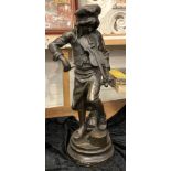 SIGNED BRONZE VIOLIN BOY - 51 CMS (H) APPROX