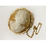 9CT GOLD CAMEO BROOCH 8 GRAMS APPROX TOTAL