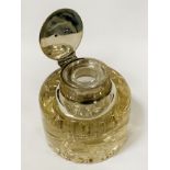 SILVER TOPPED GLASS INKWELL - 11.5 CMS (H) APPROX