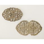 TWO HM SILVER BELT BUCKLES- 2 OZS APPROX