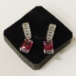 LARGE RUBY & TOPAZ EARRINGS