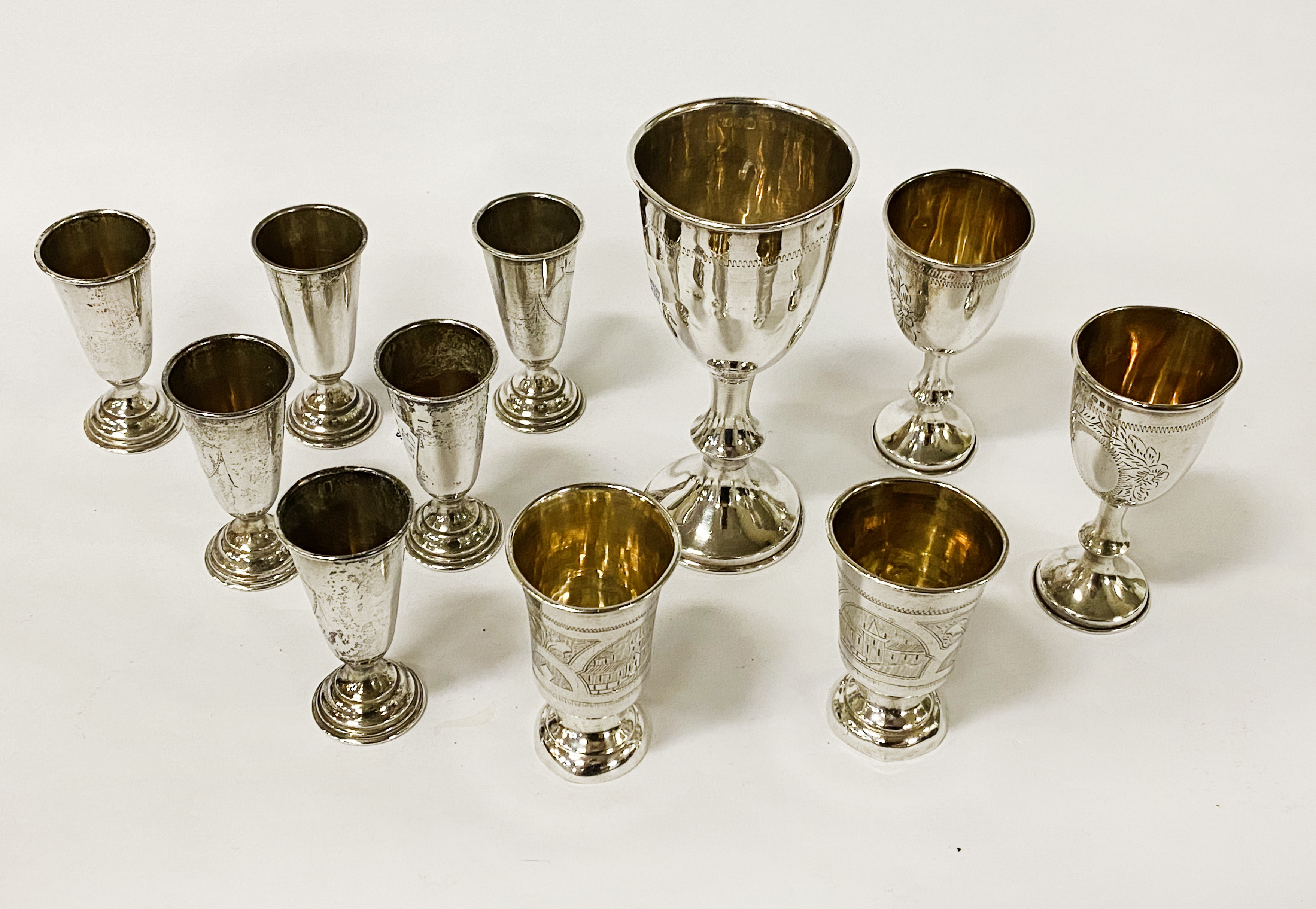 H/M SILVER COLLECTION OF KIDDISH CUPS - 10 OZS APPROX