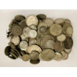 QTY OF PRE 1947 SILVER COINS & OTHER - 800 GRAMS TOTAL APPROX