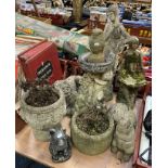 QTY OF GARDEN STATUES & POTS