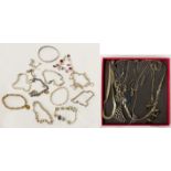 QTY OF SILVER NECKLACES & BRACELET