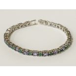 EMERALD & KUNZITE GEMSTONE TENNIS BRACELET