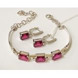 RUBY LEVER BACK EARRINGS & MATCHING BRACELET