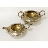 STERLING SILVER TEAPOT & TWIN HANDLED COMPORT - 21 OZS APPROX