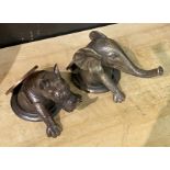 BRONZE ELEPHANT & RHINO DESK WEIGHTS - 9 CMS (H) APPROX