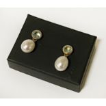 SILVER 925 AQUAMARINE EARRING STUDS & LARGE SOUTH SEA PEARLS