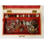 COSTUME JEWELLERY BOX OF SILVER JEWELLERY