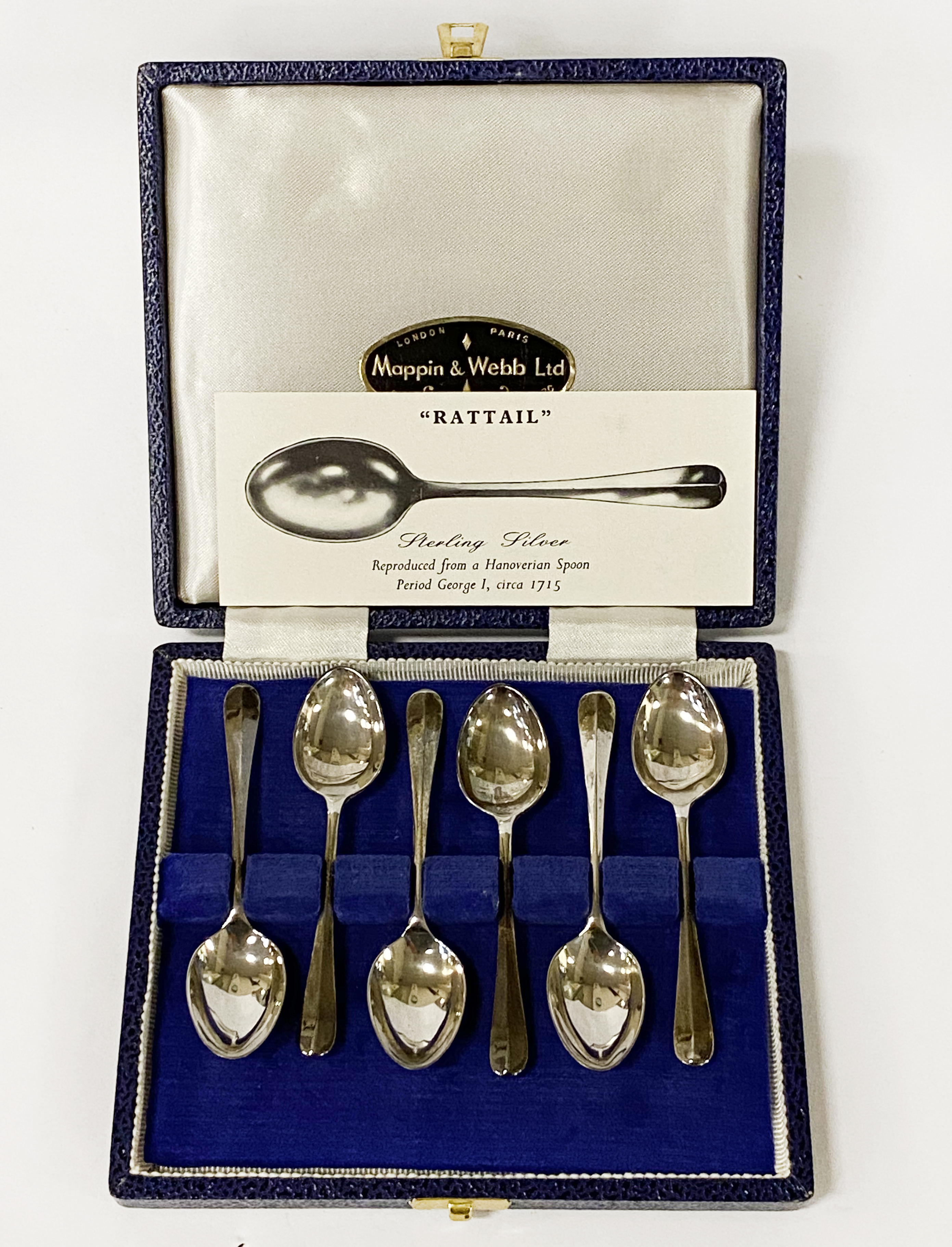 MAPPIN & WEBB STERLING SILVER BOXED SPOON SET WITH CERTIFICATE