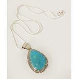 STERLING SILVER TURQUOISE PENDANT & CHAIN