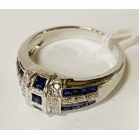 18CT GOLD SAPPHIRE & DIAMOND RING - SIZE N - 5 GRAMS APPROX