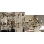 CRYSTAL DROP CHANDELIER & 6 MATCHING WALL LIGHTS