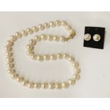 9CT GOLD PEARL NECKLACE & 9CT CHANEL PEARL STUDS