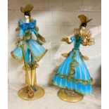 PAIR OF TOFOLLO ART GLASS FIGURES A/F - 50 CMS (H) APPROX