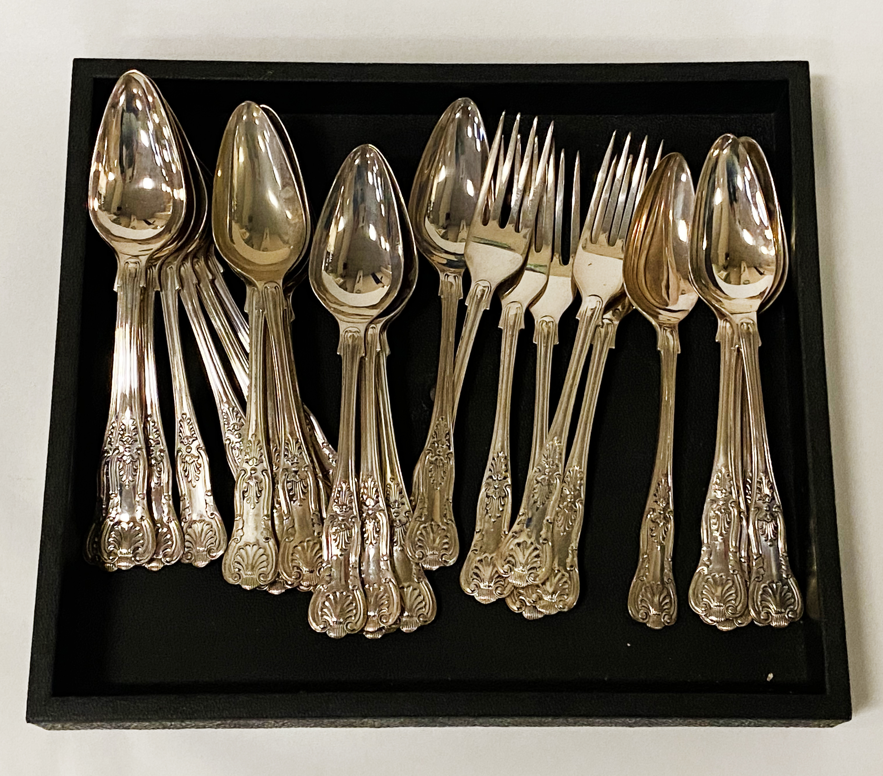 QTY OF HM SILVER SPOONS & FORKS 19OZS APPROX