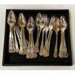 QTY OF HM SILVER SPOONS & FORKS 19OZS APPROX