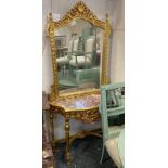 GILT WOOD CONSOLE TABLE & MIRROR