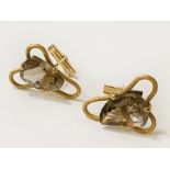 PAIR OF CUFFLINKS 14K & 18K GOLD WITH QUARTZ MIXED CARATS