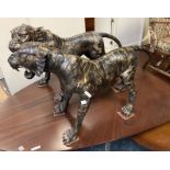 PAIR OF LARGE BRONZED TIGERS