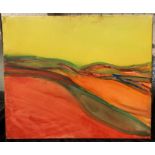 ABSTRACT OIL ON CANVAS BY JEFF HOARE - 46 X 54.5 CMS APPROX