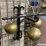 BRASS PAWN SHOP BALLS ON WROUGHT IRON FRAME