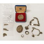 COLLECTION OF VARIOUS SILVER ITEMS INCL. ID BRACELET, RINGS ETC - ORB NOT SILVER