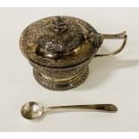 ORNATE SILVER TESTED CONDIMENT POT - 6OZ APPROX