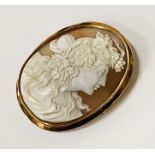 HIGH CARAT GOLD LARGE CAMEO BROOCH - 7CMS (H) X 5CMS (W) APPROX
