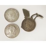 GEORGE V & VICTORIA CROWNS & NAPOLEAN 111 CONVERTED COIN