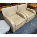 PAIR OF LEATHER ART DECO STYLE CHAIRS