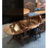 INLAID DINING TABLE & FOUR CHAIRS