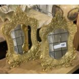 PAIR OF GILT BRONZE MIRRORS - 30.5 X 20 CMS APPROX