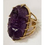 HM 18CT GOLD AMETHYST RING - SIZE J - APPROX 10.50 GRAMS