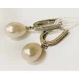 LARGE CULTURED PEARL LEVER BACK EARRINGS