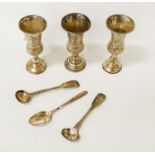 COLLECTION OF HM SILVER KIDDISH CUPS 4OZS APPROX
