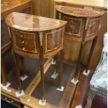 PAIR OF INLAID HALF MOON TABLES