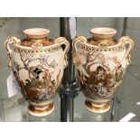 PAIR OF HAND PAINTED VASES BY RYUZAN AOKI -16CM TALL IN GREAT CONDITION