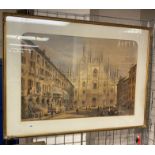 GILT FRAMED WATERCOLOUR OF MILAN CATHERDRAL BY DODD BANGOR 1865 - 90 X 125 CMS APPROX