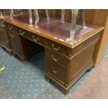 MAHOGANY LEATHER PEDESTAL DESK