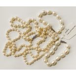 3 18K CLASP PEARL NECKLACES & BRACELET