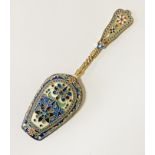 HM RUSSIAN SILVER & ENAMEL CADDY SPOON